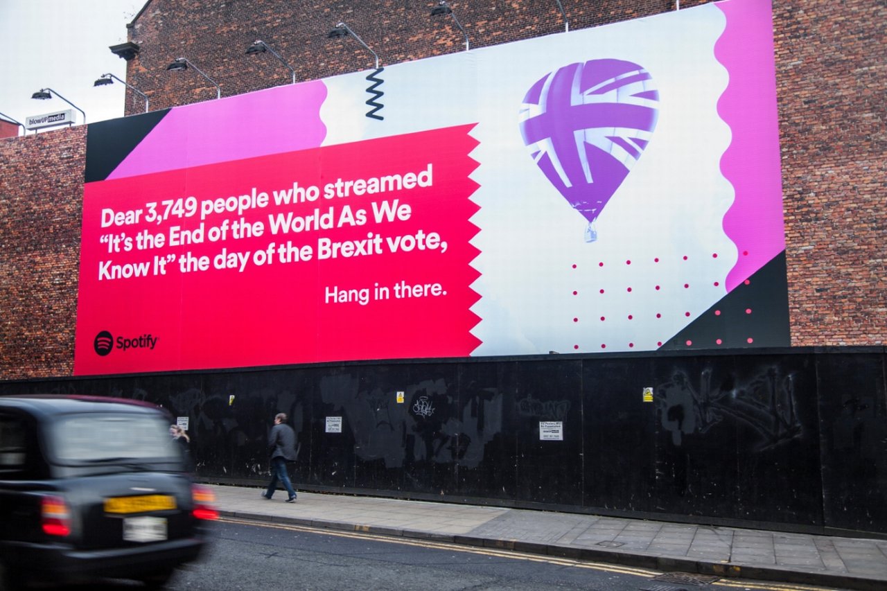 A Spotify banner in Manchester, UK
