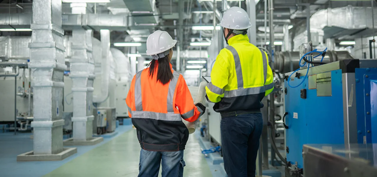 Engineers Or Technicians Working Extensive Metal Piping