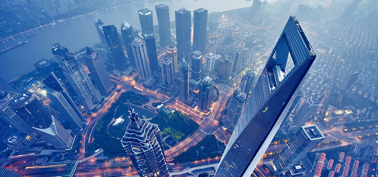 Aerial View Of Shanghai At Night