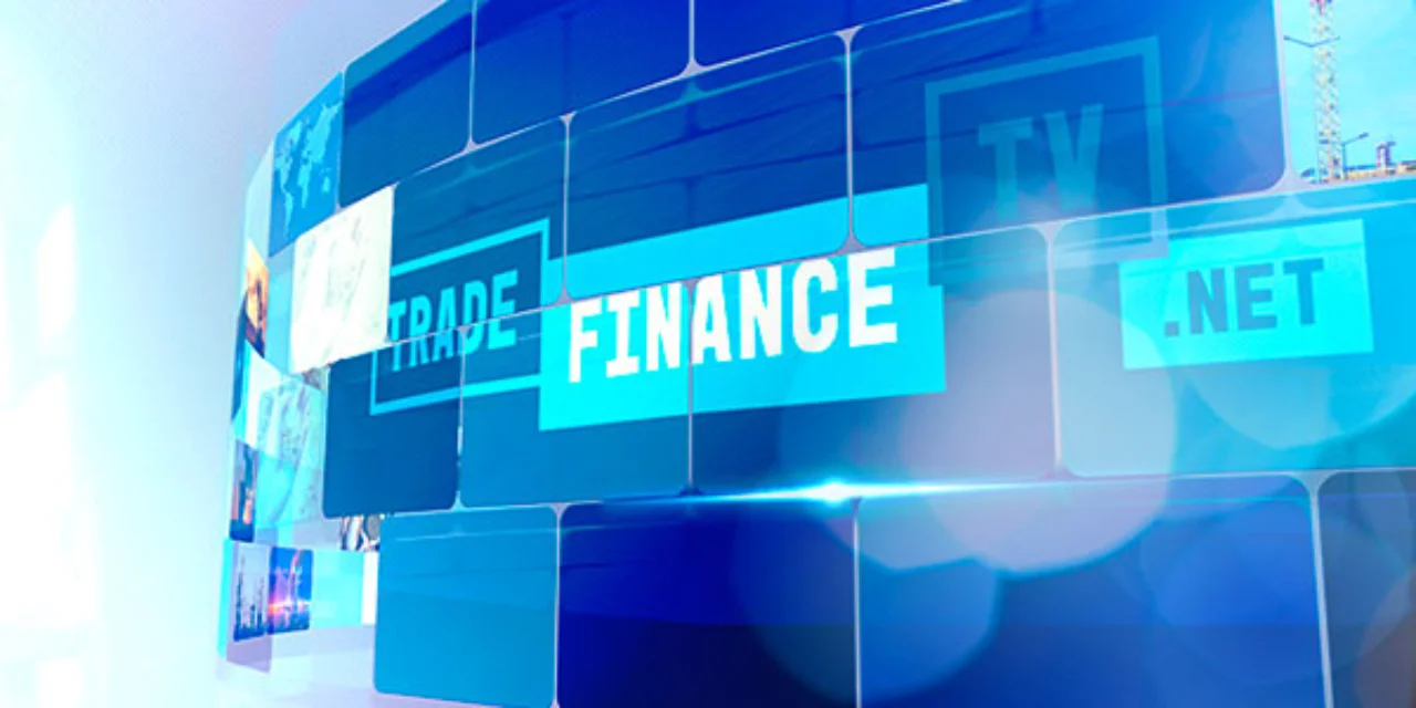A screen wall showing Trade Finance TV on different screens