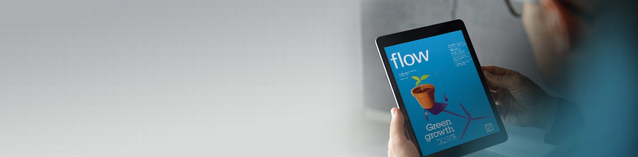 flow magazine being read on a  tablet