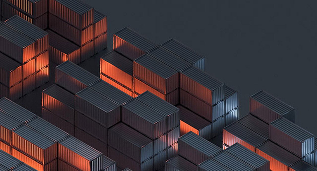 Dark Background With Cargo Containers Freight And Transportation Industry