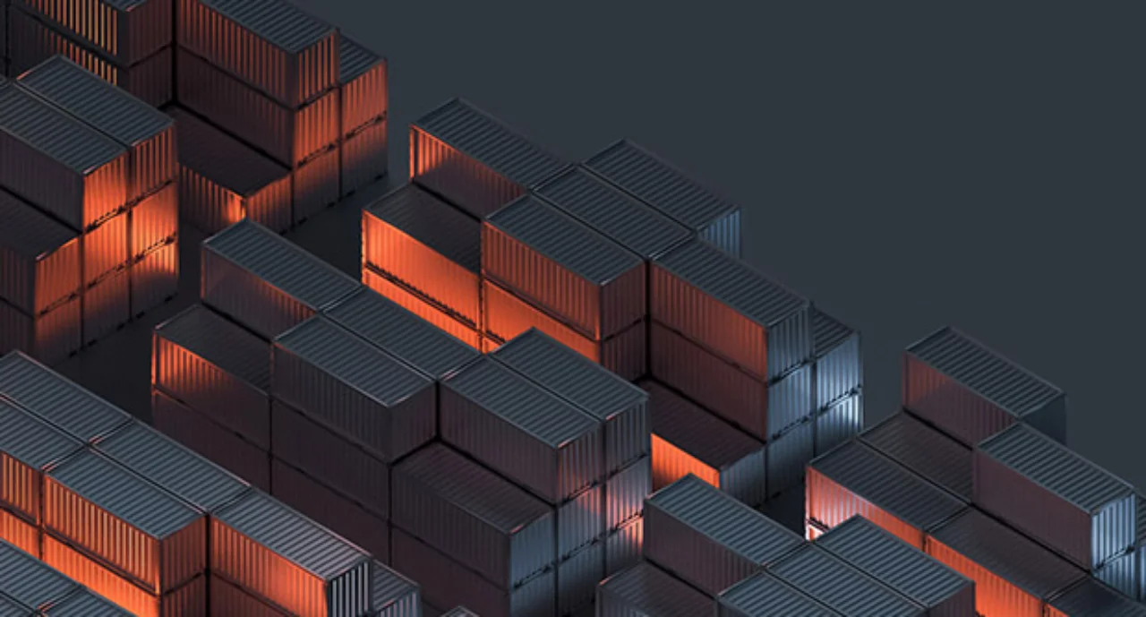 Dark Background With Cargo Containers Freight And Transportation Industry