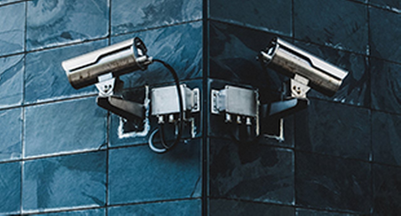 Cameras mounted on a corner