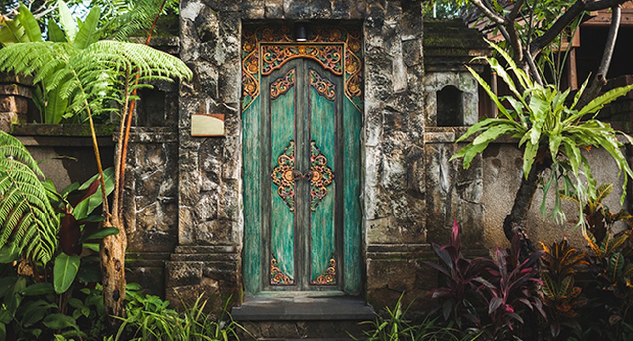 Traditional Balinese Handmade Carved Wooden Door