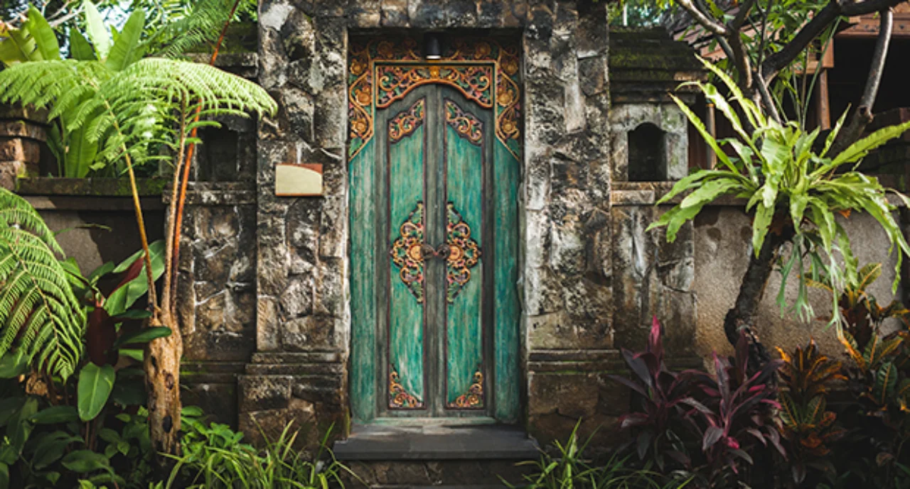 Traditional Balinese Handmade Carved Wooden Door
