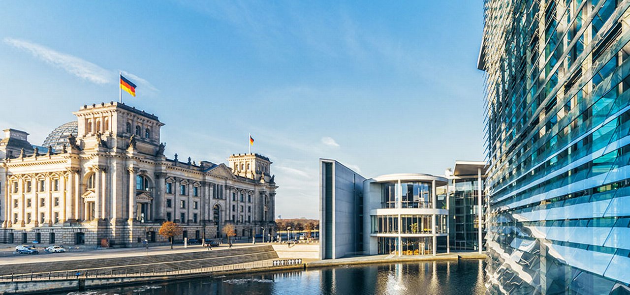 Panoramic view of the government district in Berlin