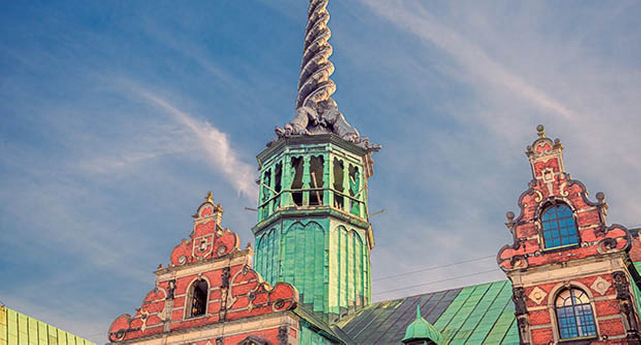 Tower With Spire On The Roof Of The Old Stock Exchange Børsen Topped With Four Entwined Dragon Tails, Copenhagen Denmark