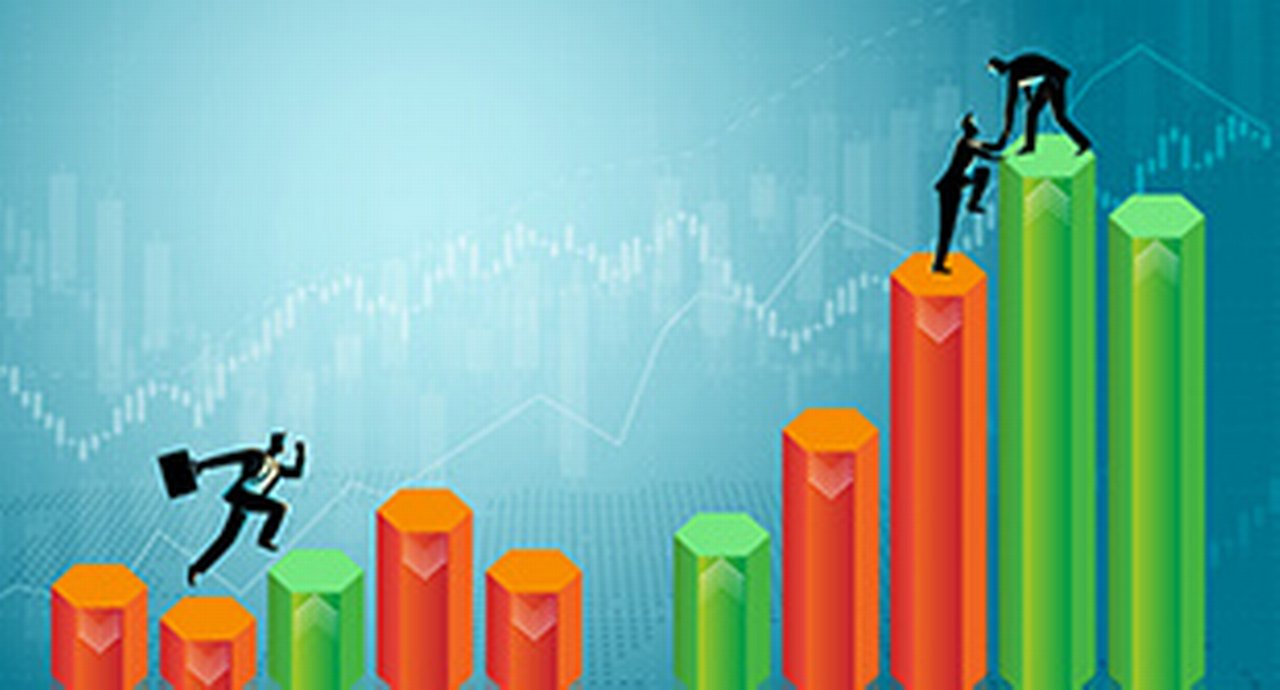 illustration of 3 people trying to climb a graph