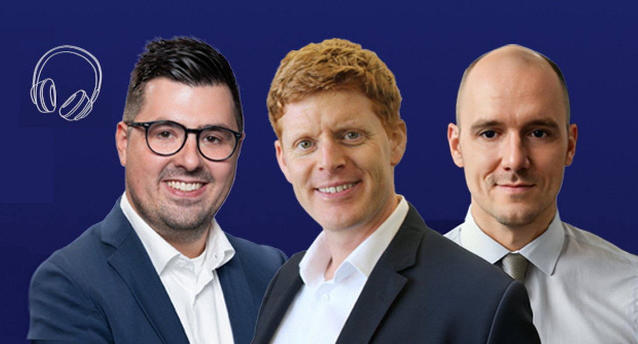 Nicolas Meyer and Marius Kämmerer, Group Treasury at energy giant RWE, with Leon Kurz, Director Investment Solutions EMEA at Deutsche Bank