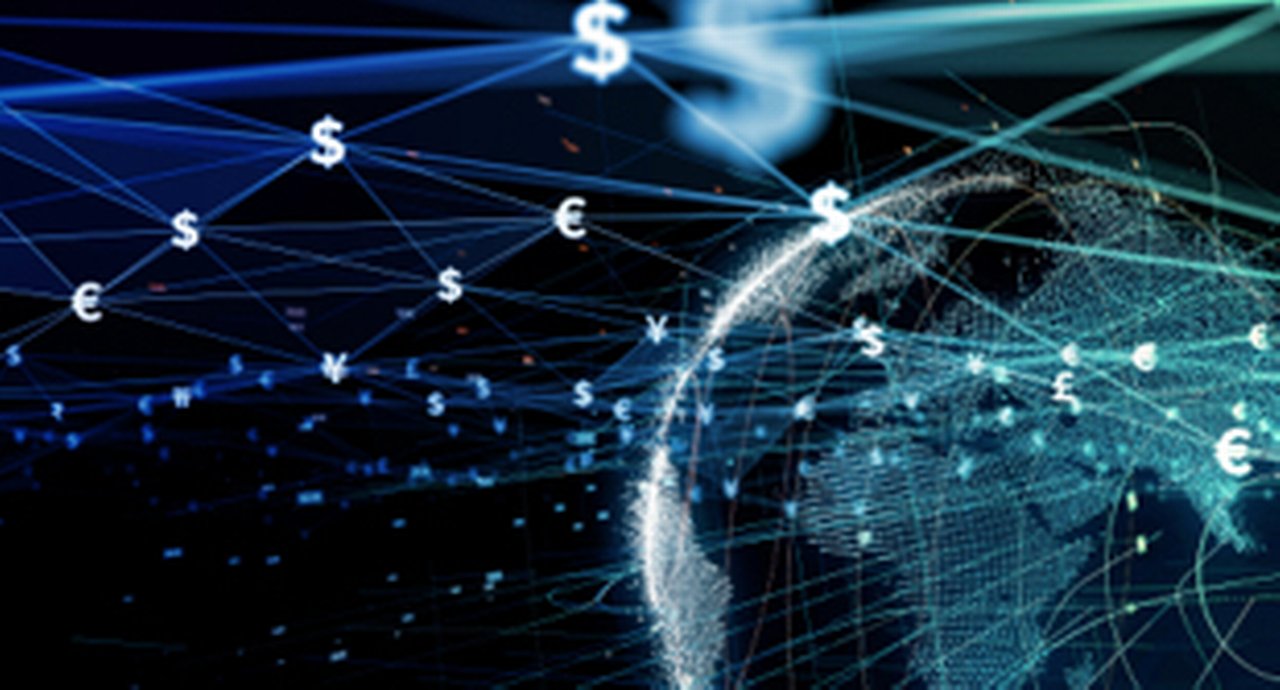 Finanztechnologiekonzept Fintech Onlinebanking Devisen