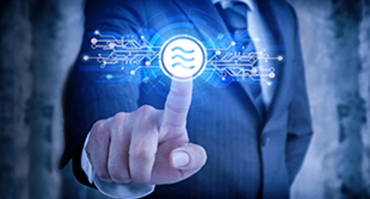 Abstract image of a finger touching the libra icon in an electronic overlay