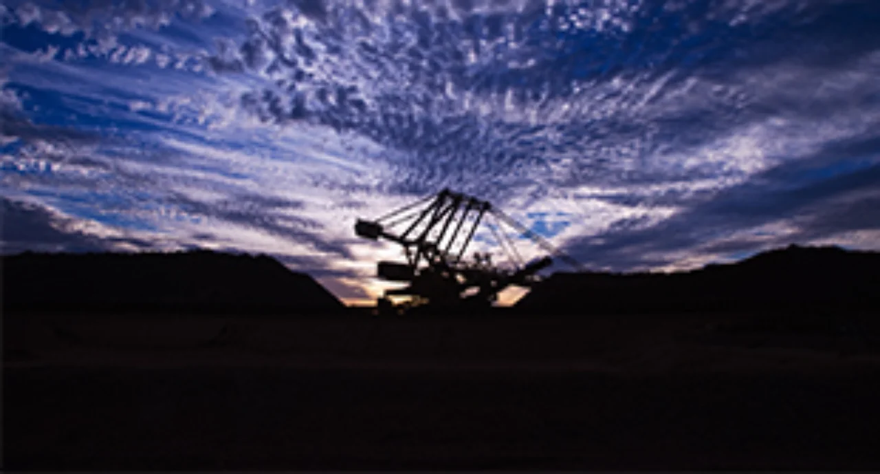 Iron ore mine site in the sunset