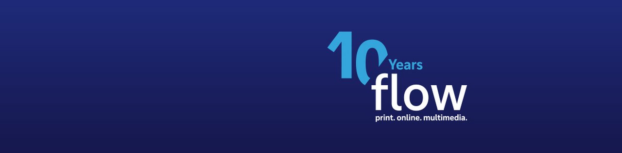 10 years flow on a blue background