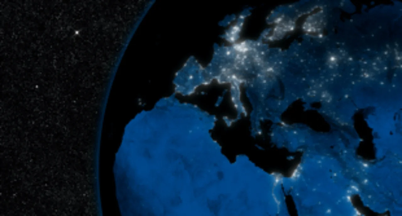 europe at night from the sky