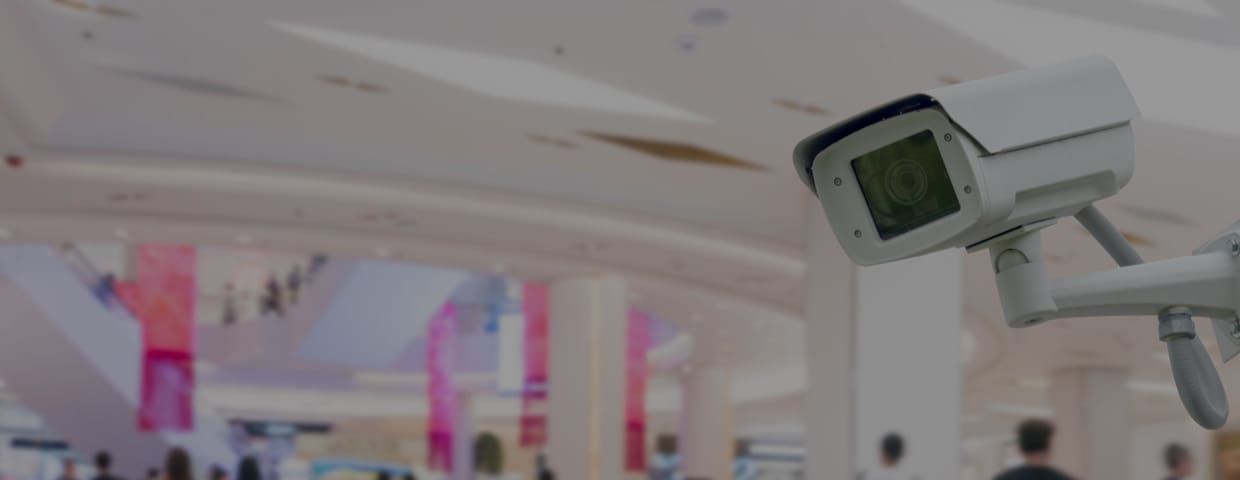 CCTV camera in shopping mall and retail store interior