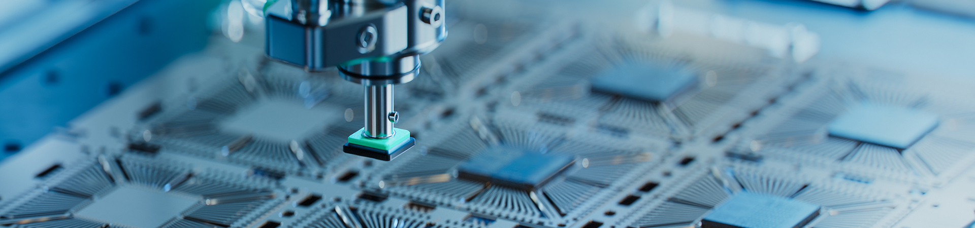 Closeup Of Silicon Die Are Being Extracted From Semiconductor Wafer And Attached To Substrate