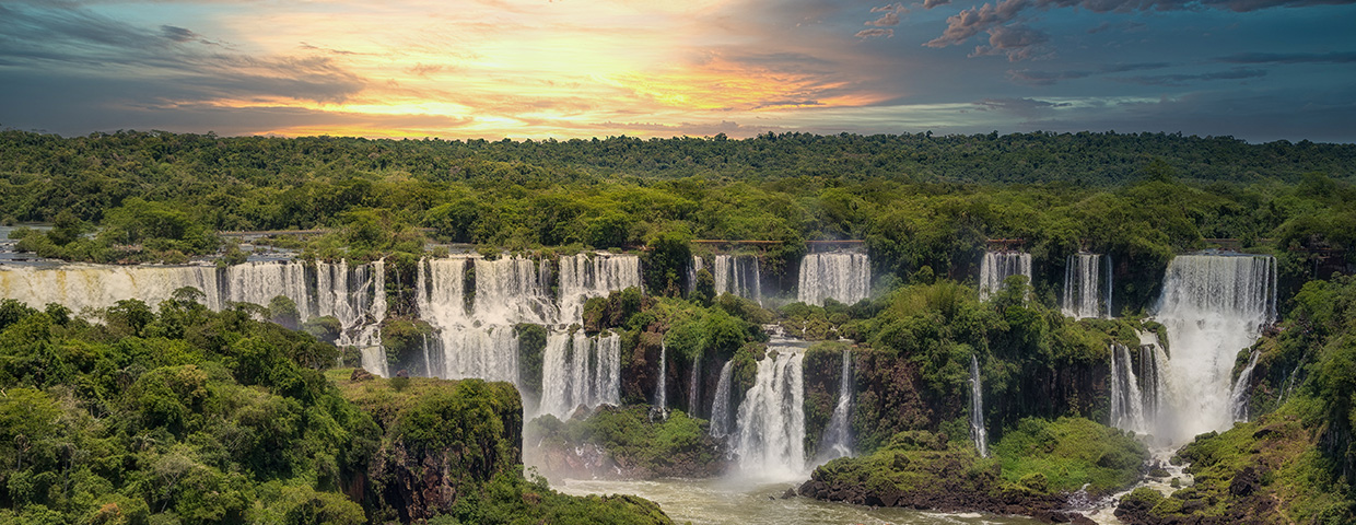 The Iguazu Falls on the Argentine side. Photographed from the Brazilian side.