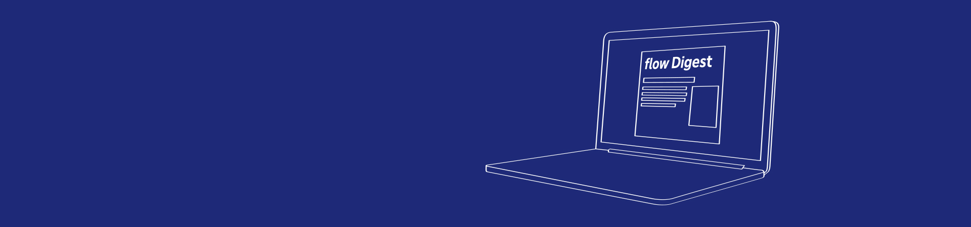 Laptop graphic with flow digest on the screen
