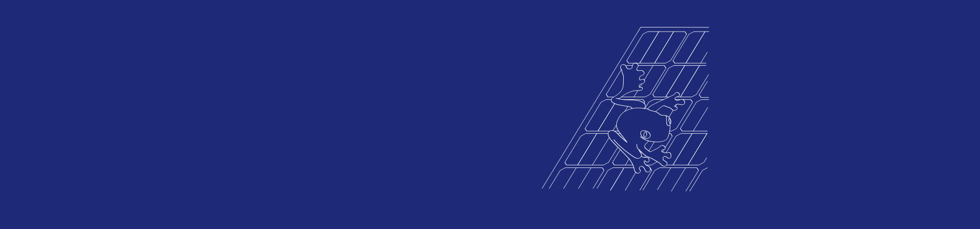 Solar panels on a blue background