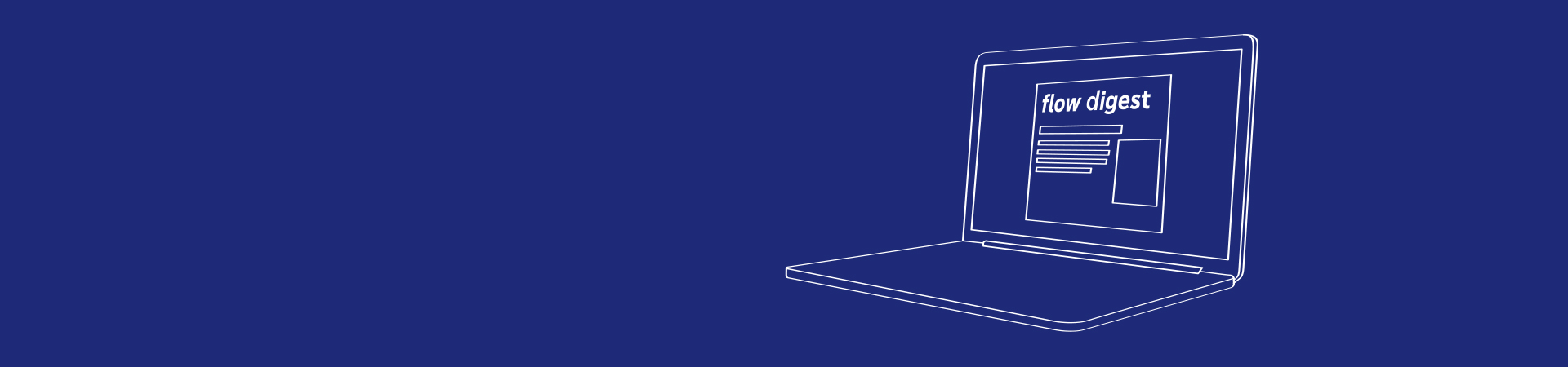 Laptop vector image with flow digest on the screen