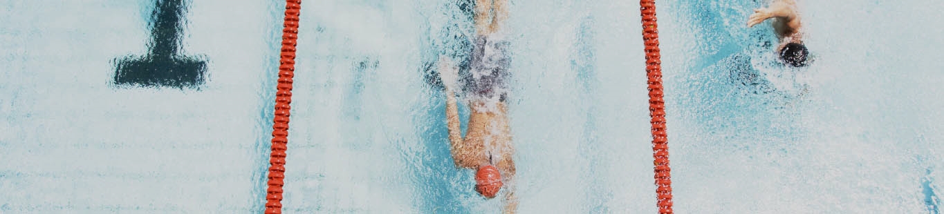 A lane swimmer glides quickly through the water