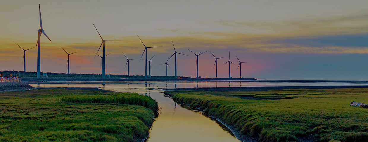 Landscape of Gaomei wetlands during sunset in Taiwan