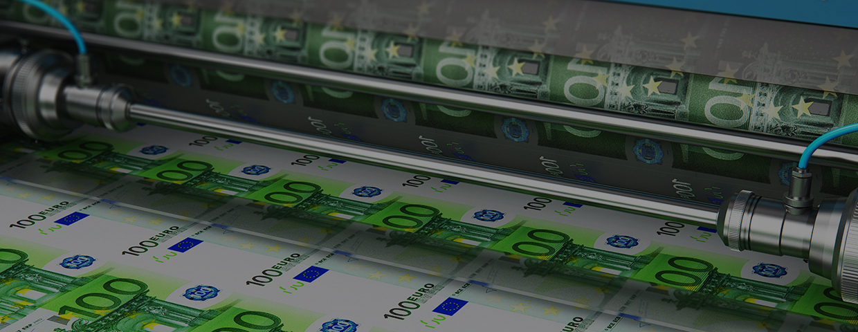 press printing one hundret euro notes