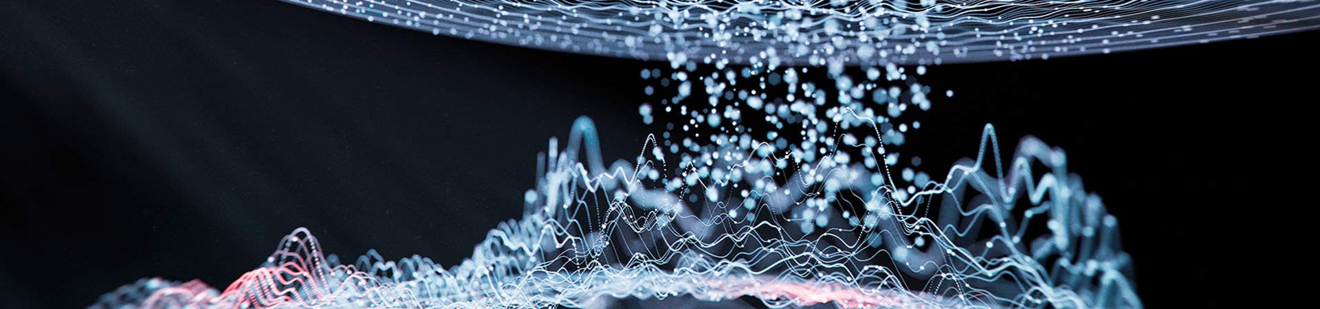 Digital representation of particles floating upward into a circlular mass