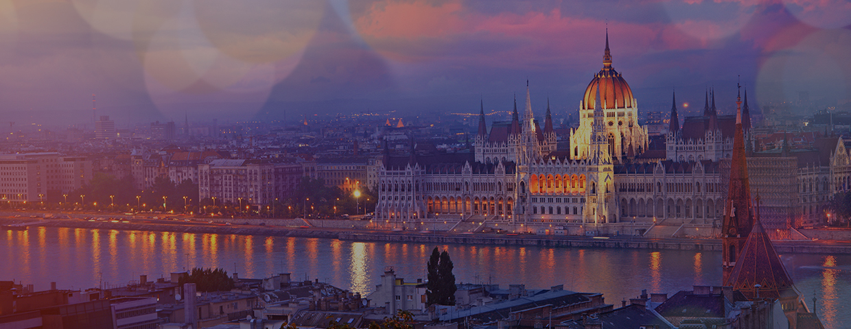 The Hungarian Parliament Building illuminated at dusk