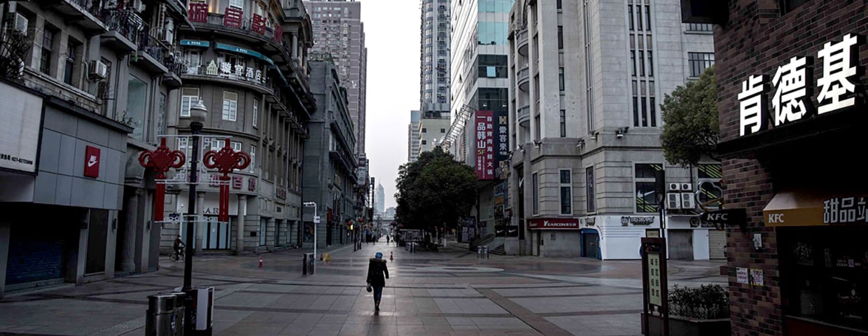 Empty highstreet in Wuhan