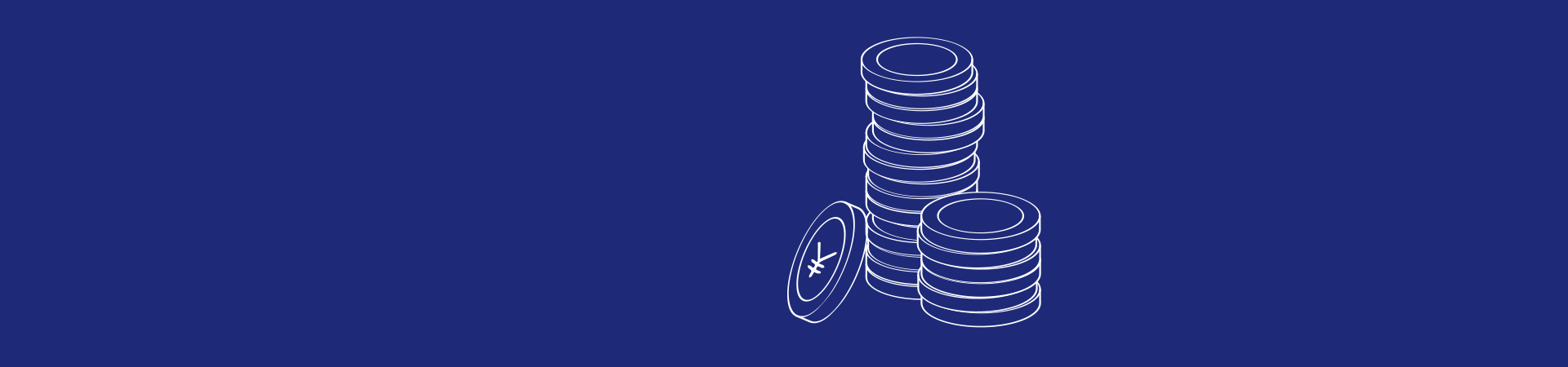 Stacks of coins on a blue background
