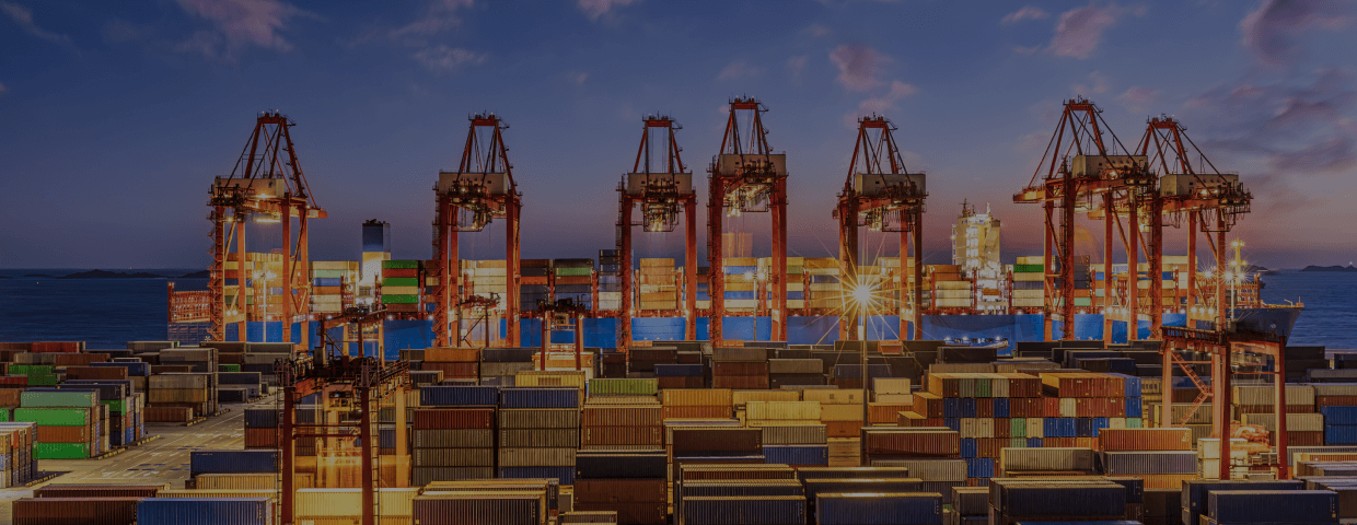 Night View Of Large Container Terminal