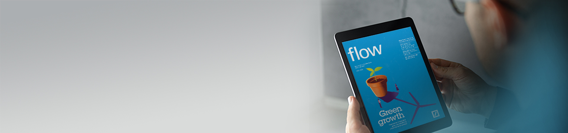 image of a tablet showing the flow magazine