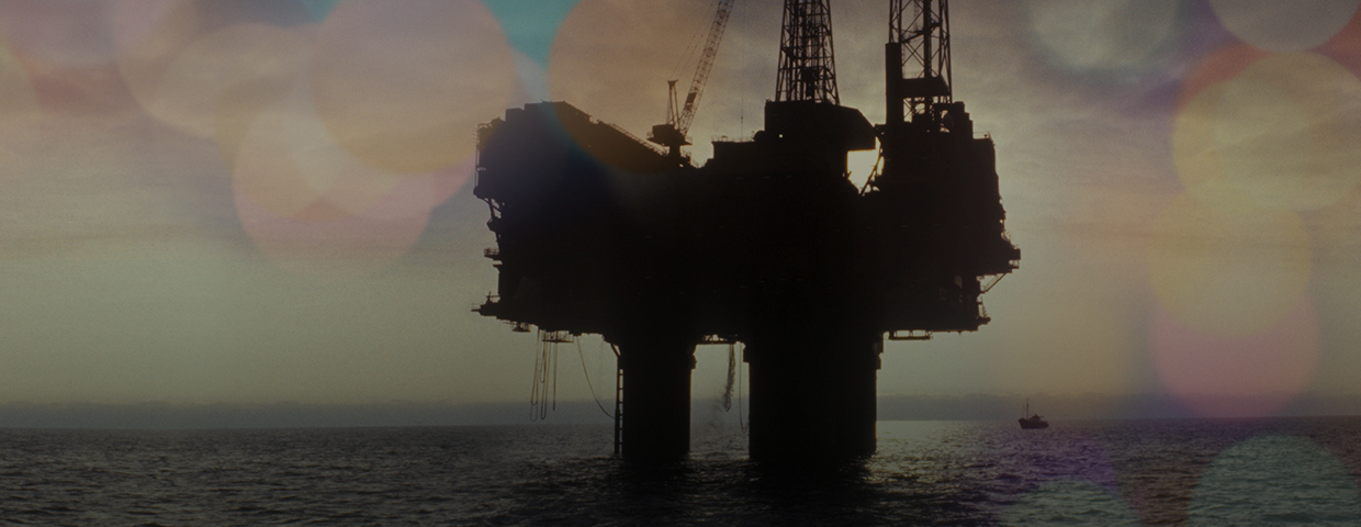 A jackup rig in the sunset