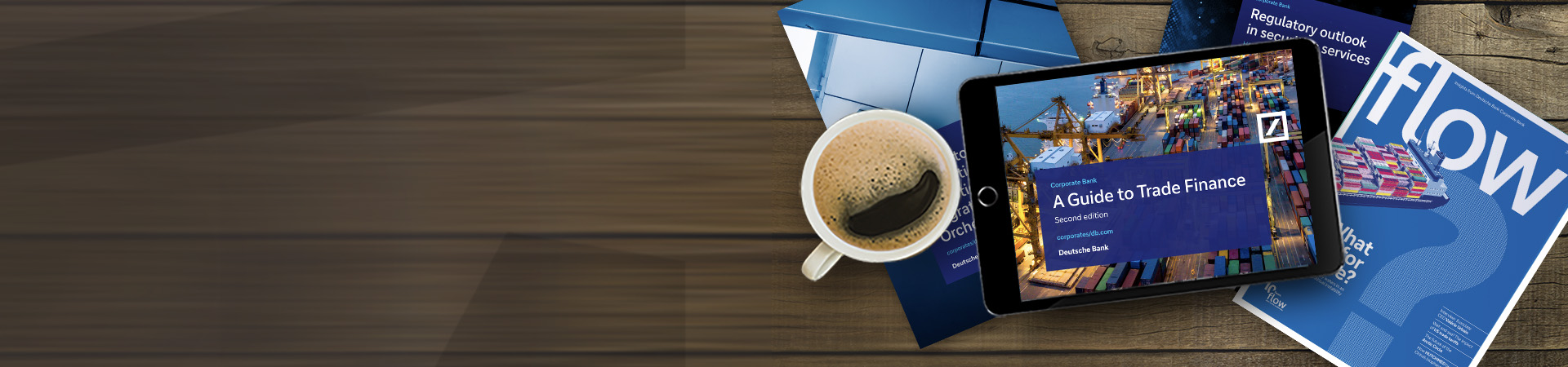 Office desk with a range of white papers