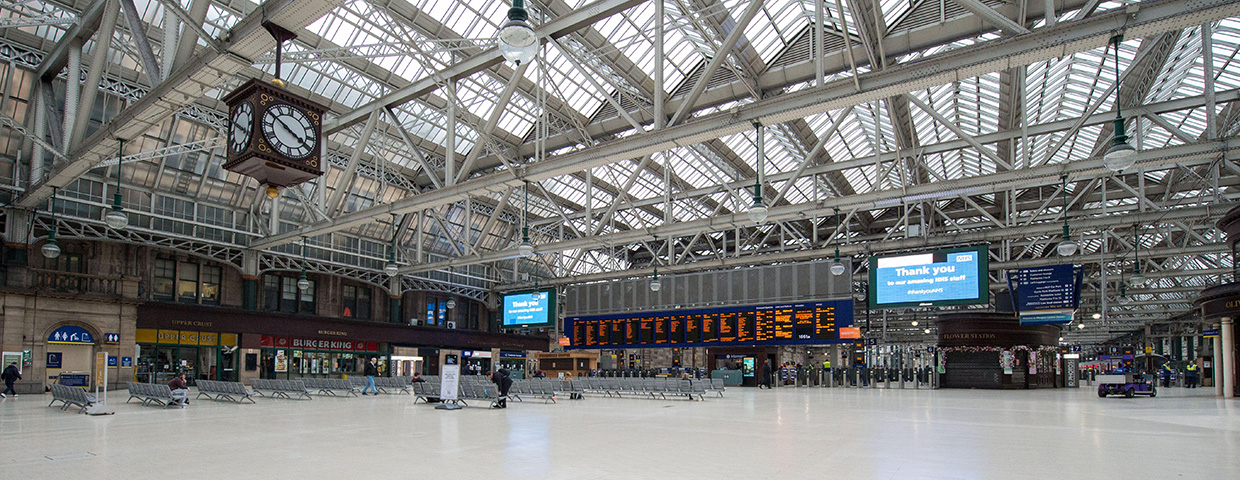 An empty Glasgow Central Station