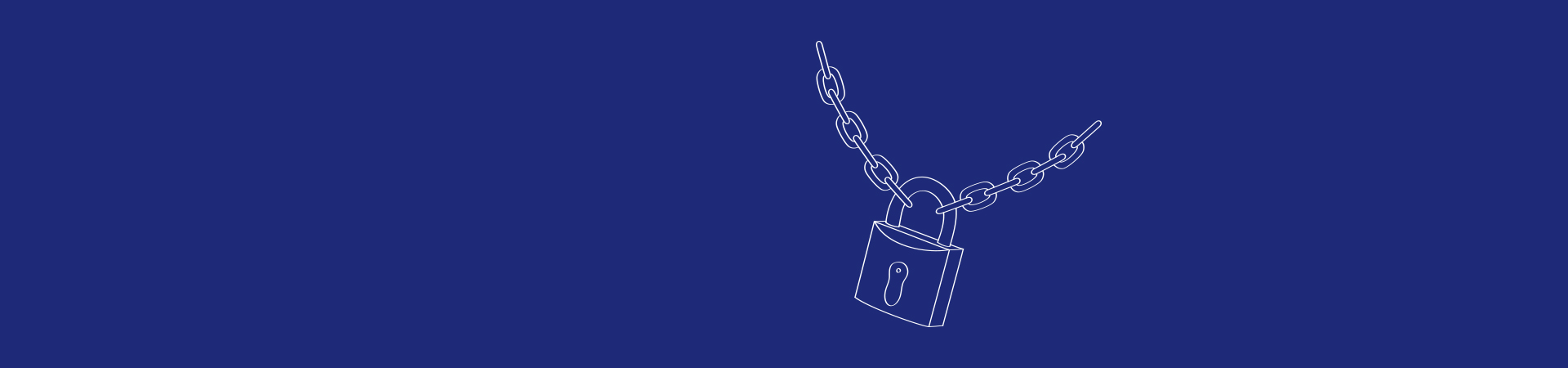 A lock and chain on a blue background
