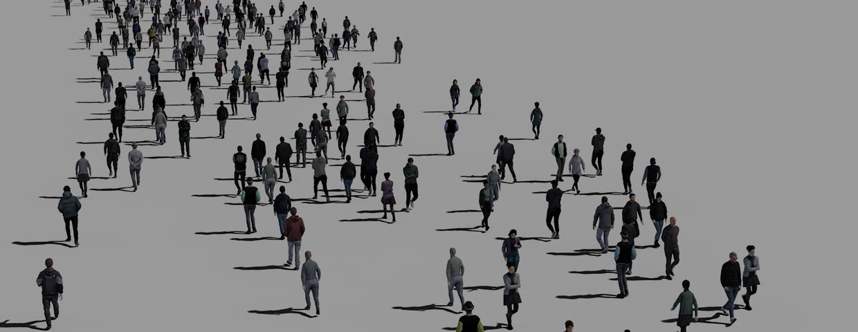 3d Illustration Of A Crowd Of People Walking Down The Street On White Background