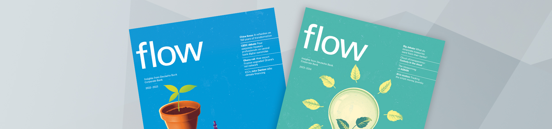 The last two flow magazines shown fanned out