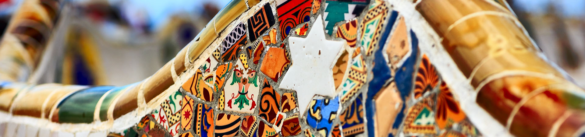 Detail Of The Bench By Gaudi In Parc Guell