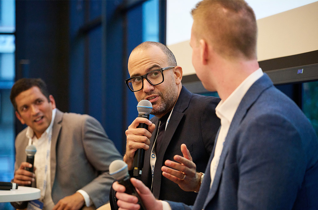 Collaboration in the spotlight: Digital assets & Regulations for custody – how to get them all aligned and how far has adoption come now? Panelists from left to right: Vinod Jain, Datos Insights; Jonathan Ehrenfeld, Swift; and Kevin Breitenother, Metaco