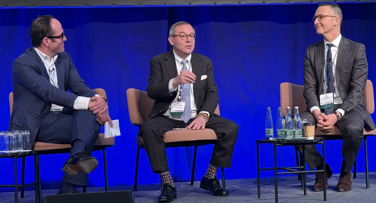 Left to right: Carsten Brzeski (ING Bank); Klaus Baader, (Société Générale); and Philippe Dauba-Pantanacce (Standard Chartered Bank)