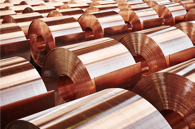 Rolls of copper sheets