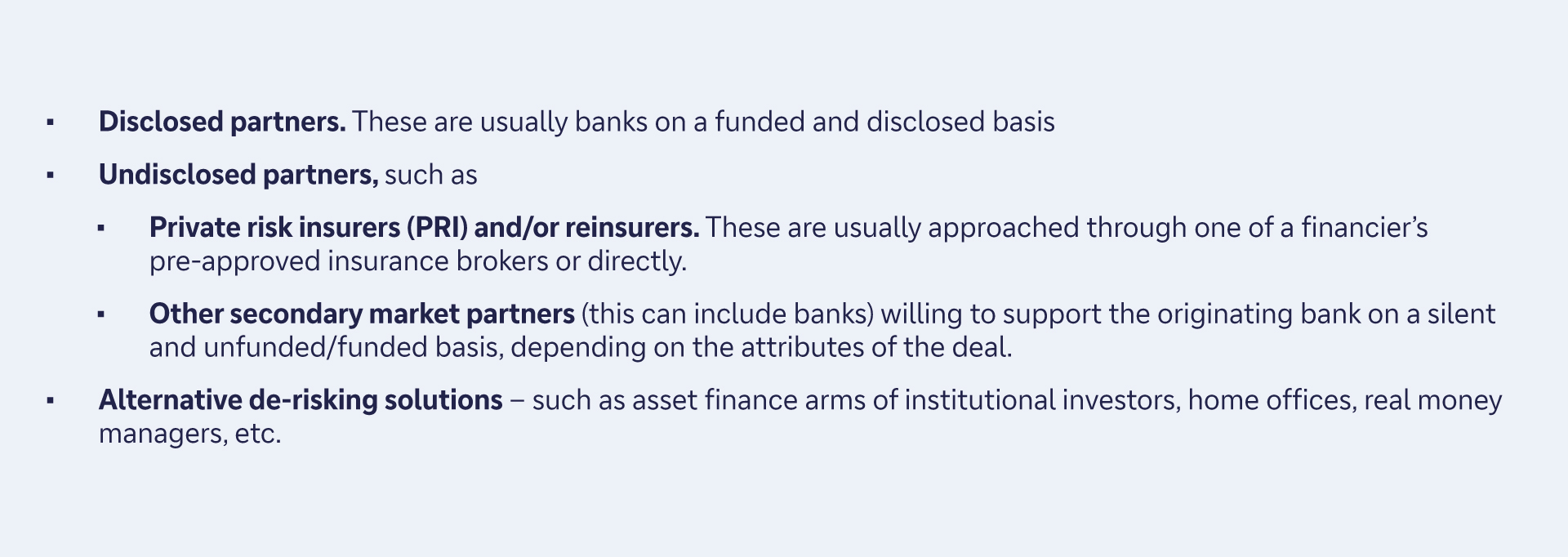Figure 1: Secondary trade finance market participants